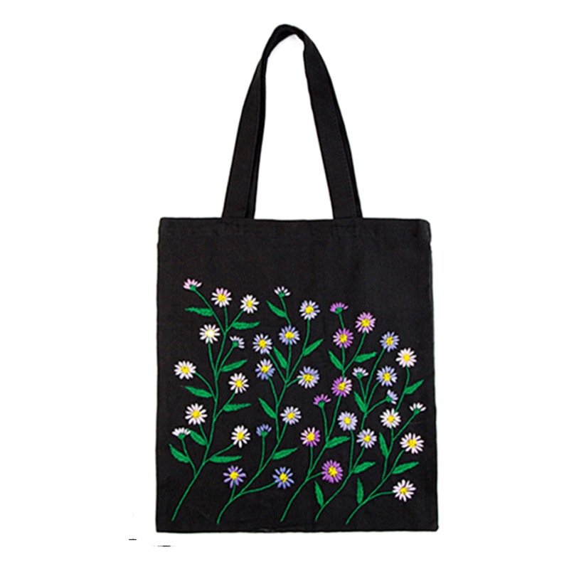 Bordado Negro Bolsa de lona bordado DIY estudiante bolso de hombro adulto hecho a mano principiante material bolsa Suzhou bordado