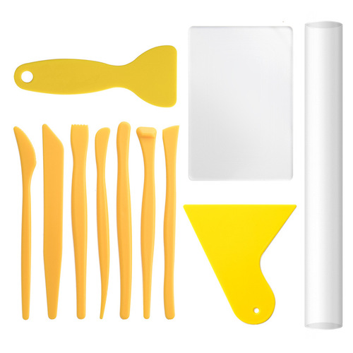 Cross-border clay tools 11-piece set pottery acrylic stick washboard clay sculpture multi-combination carving knife scraper