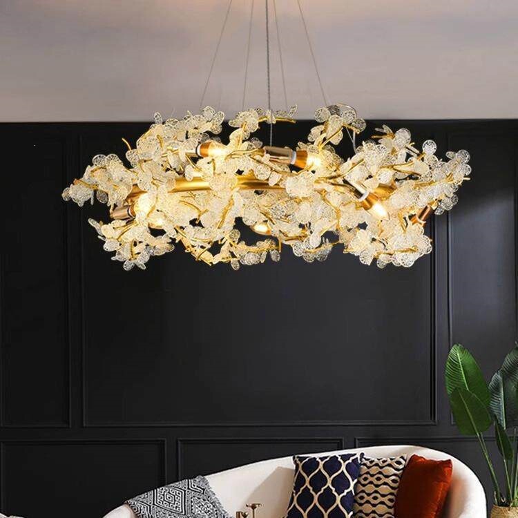 Modern minimalist light luxury elegant living room chandelier, Nordic art glass dining room lamp, unique creative bedroom cozy chandelier Modern minimalist light luxury elegant living room chandelier, Nordic art glass dining room lamp, unique creative bedroom cozy chandelier