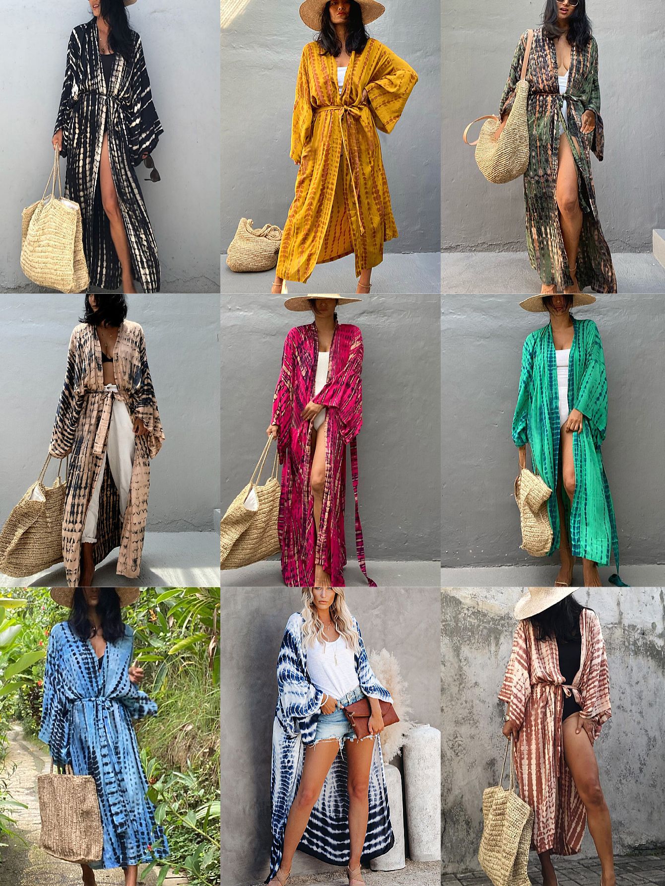 Cárdigan con estampado de rayón explosivo transfronterizo kimono blusa de bikini ropa de protección solar de vacaciones camisa de playa MB304