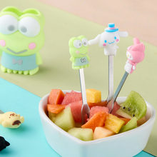 个性水果叉可爱家用甜品蛋糕叉硅胶迷你不锈钢便当签子叉子