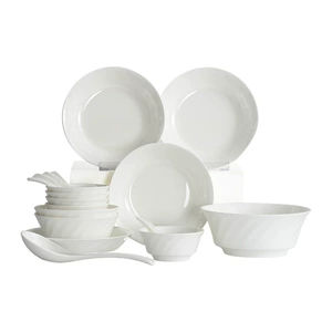 Elegant White Relief Bone China Tableware Set