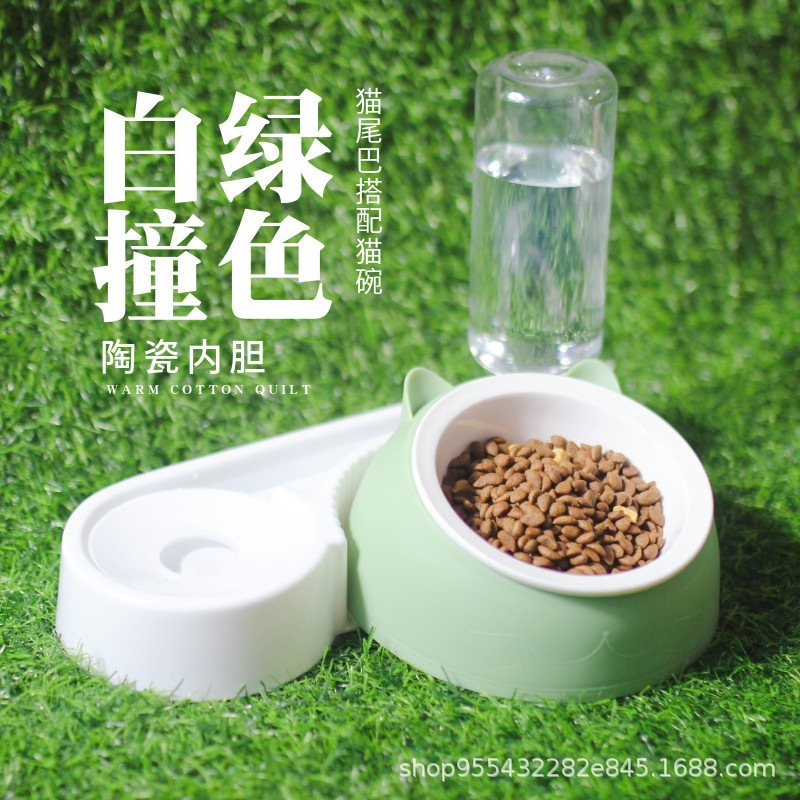 Tazón para mascotas Tazón doble de cerámica Bebida automática Tazón para comida para perros Teddy Tazón para arroz Bebida para mascotas Alimentador para perros Gato