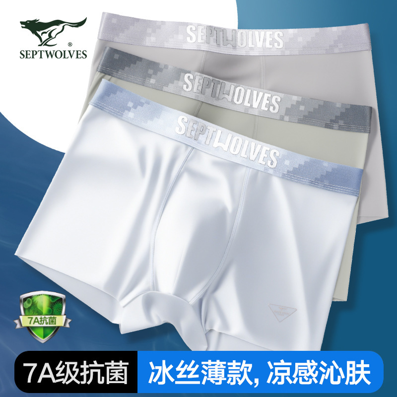 Septwolves Men's Lightweight Nylon Antibacterial Boxer Briefs 7A Grade Antibacterial Summer Thin Breathable Underwear Boxer Briefs for Men Septwolves Men's Lightweight Nylon Antibacterial Boxer Briefs 7A Grade Antibacterial Summer Thin Breathable Underwear Boxer Briefs for Men