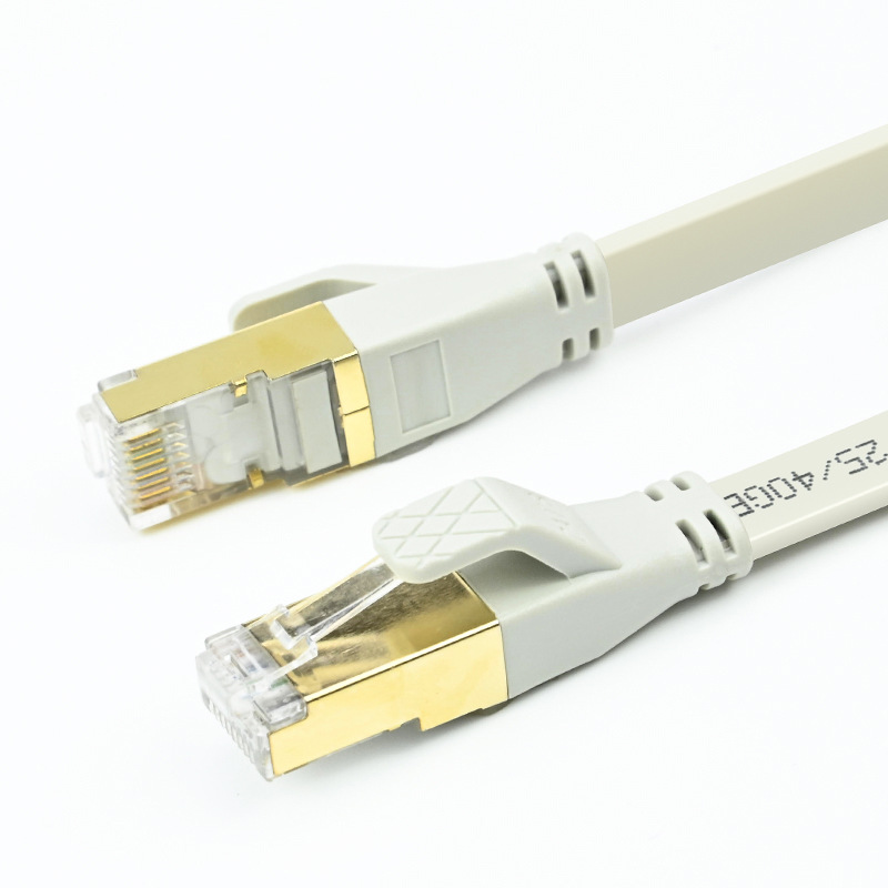 跨境八类扁平网线纯铜万兆屏蔽成品RJ45网线CAT8 FLAT网络线现货