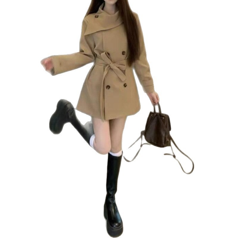 MIU系千金2025秋季网红新款英伦风双排扣韩版通勤风衣外套女上衣|undefined