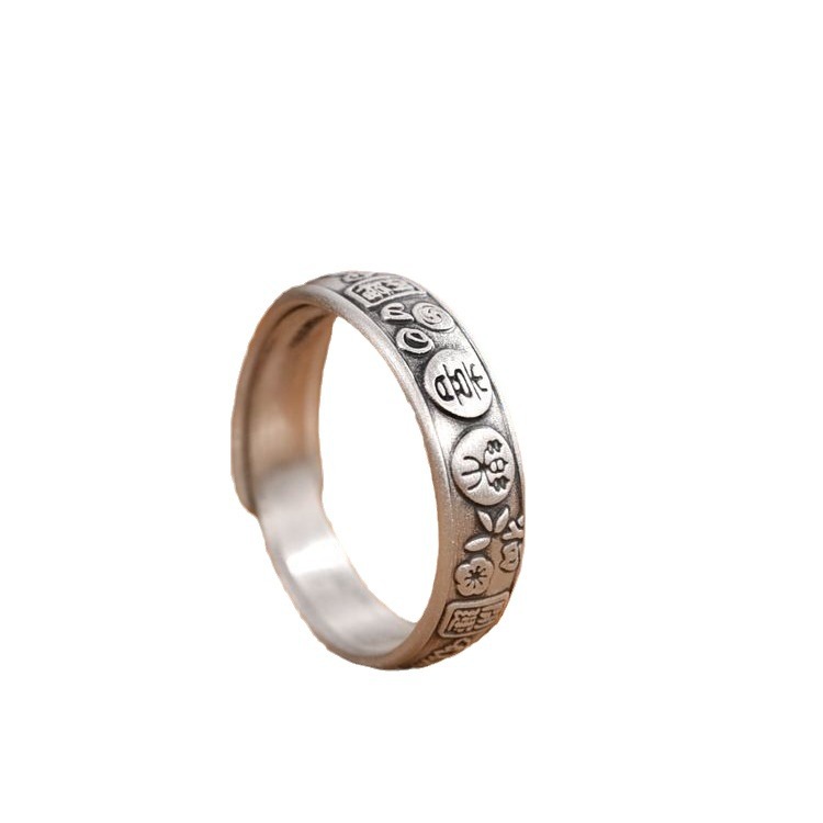 Retro ethnic small design adjustable ring for men and women