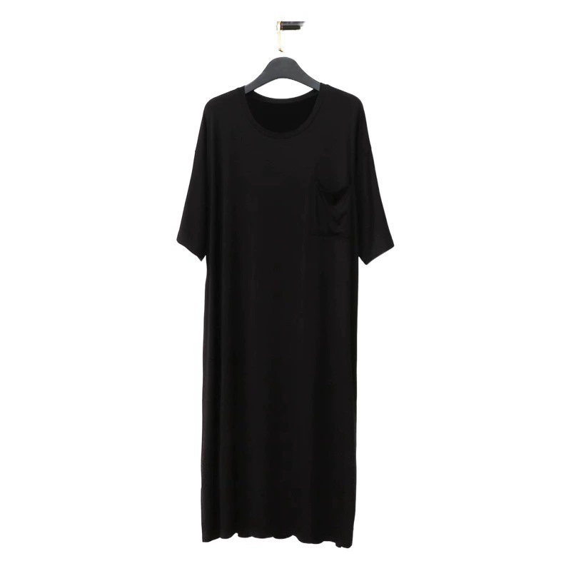 Мужская ночная рубашка из модала, платье с короткими рукавами, ночная рубашка, тонкая свободная пижама из ледяного шелка большого размера, повседневная домашняя одежда