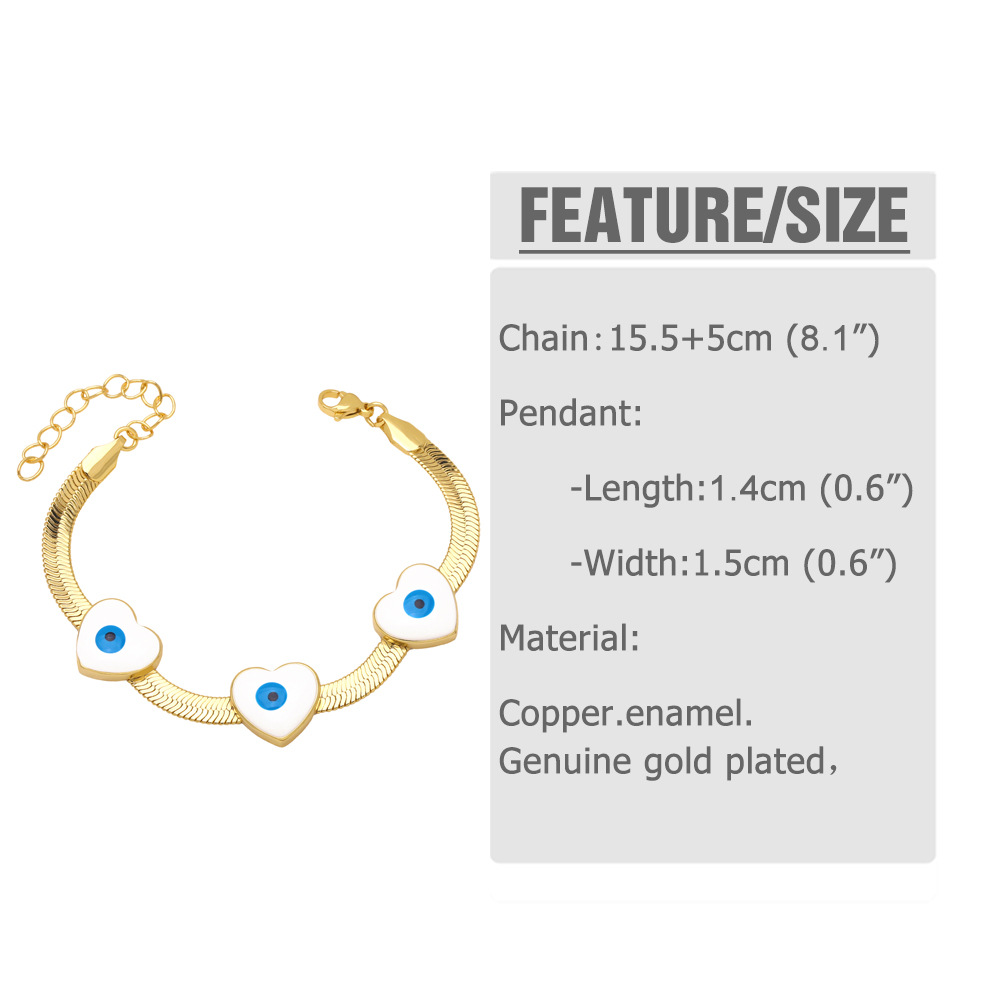 Fashion Star Heart Shape Eye Copper Bracelets Gold Plated Zircon Copper Bracelets