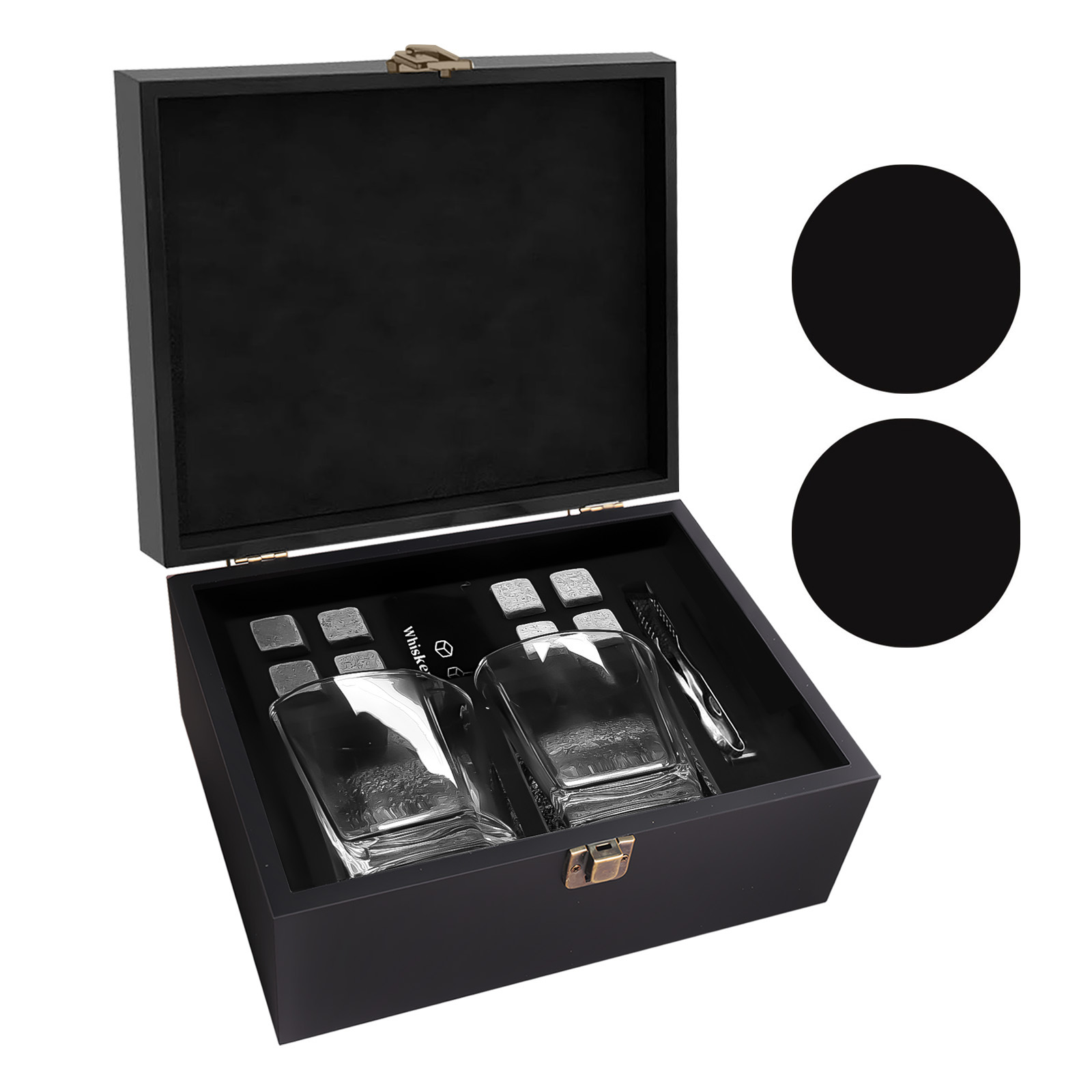 Caja de madera de cristal de whisky de vino de hielo transfronterizo caja de regalo de piedra de hielo de alto grado