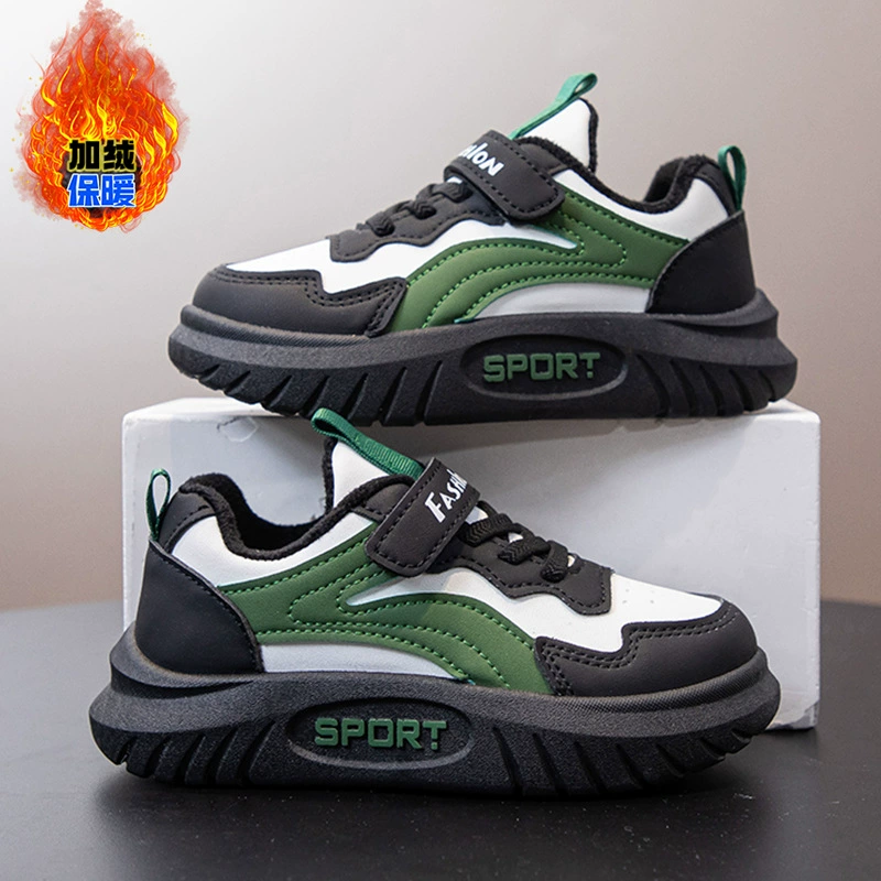 Детские кроссовки плюс бархатные кроссовки для мальчиков зимние новые двуххлопковые повседневные ботинки утолщенные теплые кроссовки для мальчиков