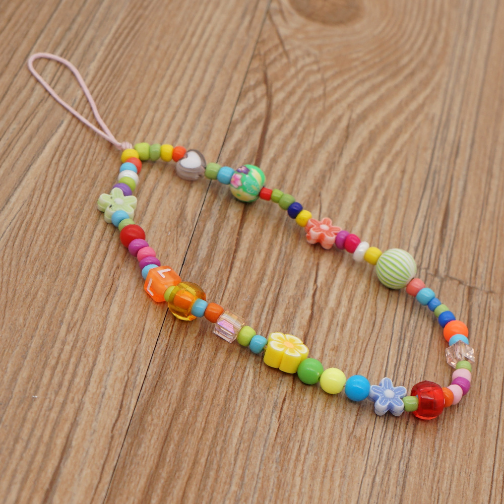 simple candy color beads mobile phone lanyardpicture5