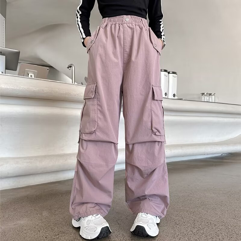 女童裤子工装裤春秋装2025韩版新款中大儿童炸街春季直筒裤休闲裤|undefined