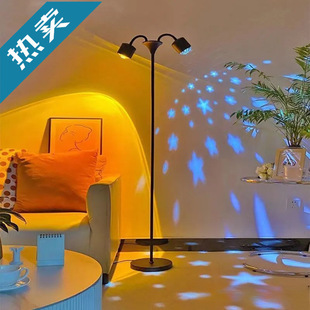 Trendy Water Ripple Atmosphere Lamp Live Background Floor-Standing Bedroom Living Room Sofa Decoration Courtyard Sunset Lamp Iron