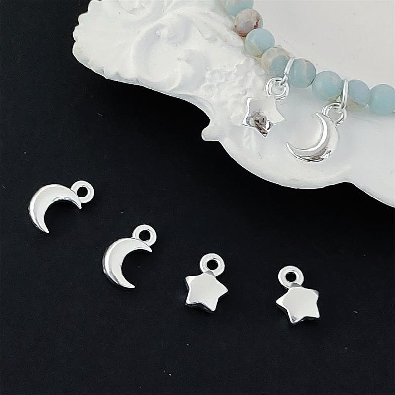 Alloy Moon Star Bright Silver DIY Accessories Crescent Bracelet Pendant Necklace with Beads Bracelet Beads Beaded Material