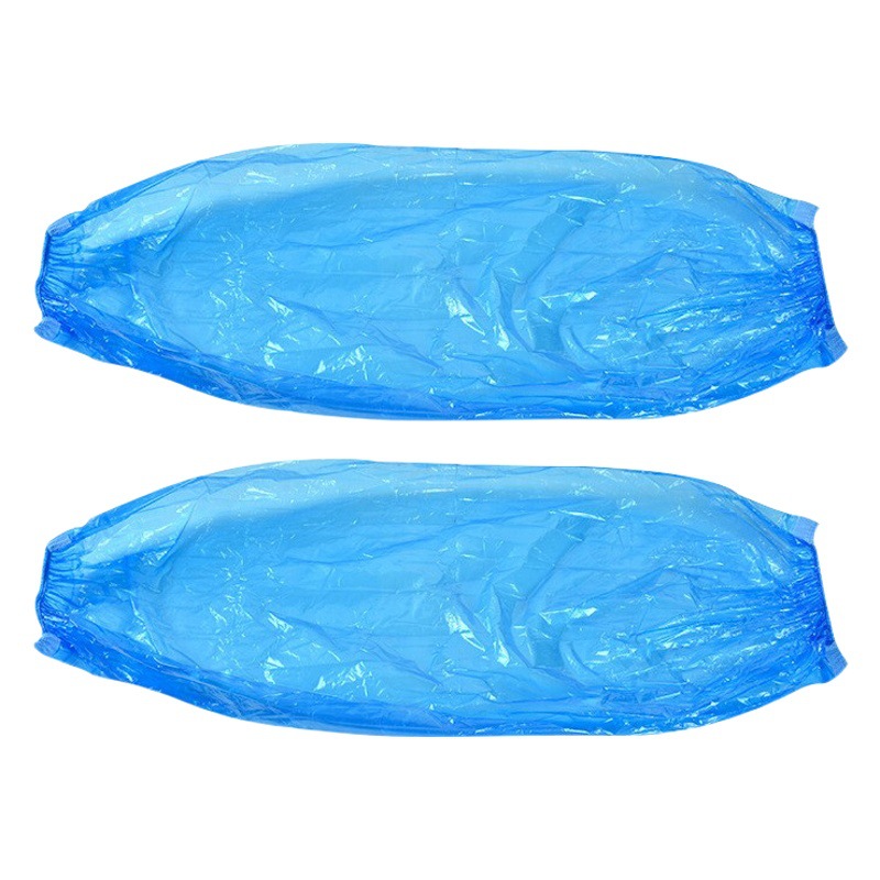Factory in stock disposable PE mechanism oversleeves blue white waterproof transparent plastic oversleeves 100 pcs/bag
