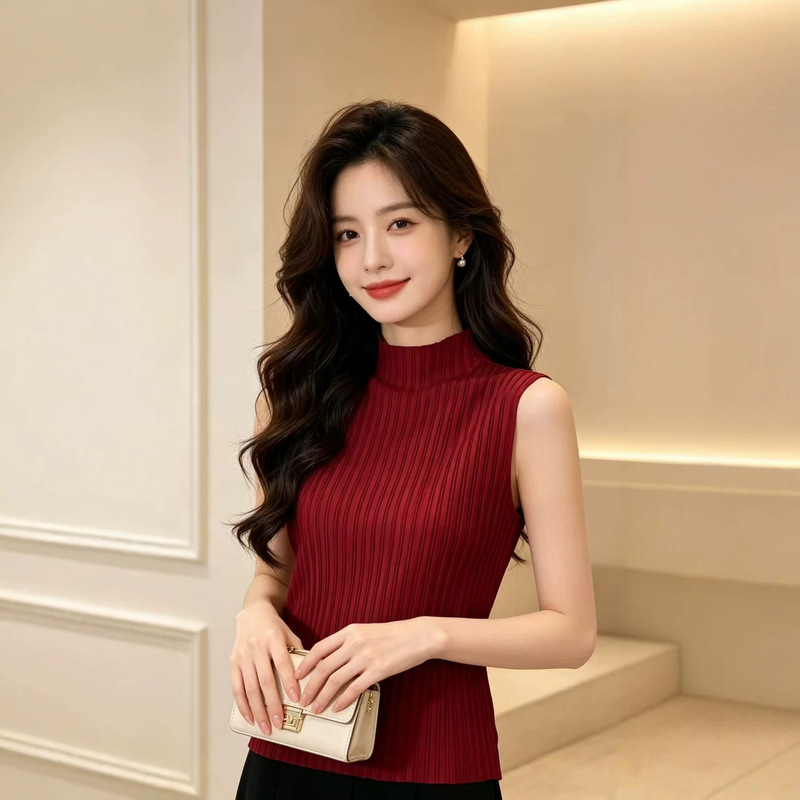 Lightly Mature Style Miyake Pleated High-Neck Sleeveless Vest with a High-End Feel, Slimming, Summer Style, Versatile for Work and Casual Wear Lightly Mature Style Miyake Pleated High-Neck Sleeveless Vest with a High-End Feel, Slimming, Summer Style, Versatile for Work and Casual Wear