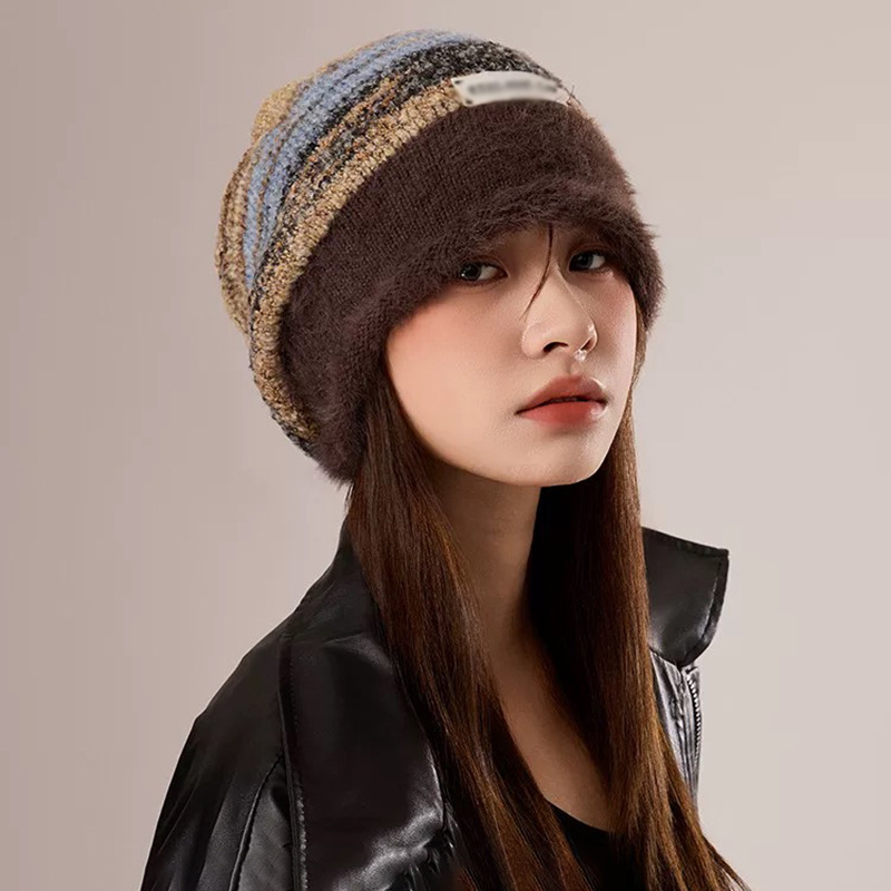 Sombrero de invierno para mujeres, gorra de lana caliente, gorra de luna, gorra fría de punto