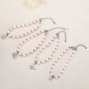 Zhuji Mountain Lake Jewelry Wholesale Freshwater Pearl Fashion Simple Bracelet Butterfly Girl's Real Pearl Bracelet for Women