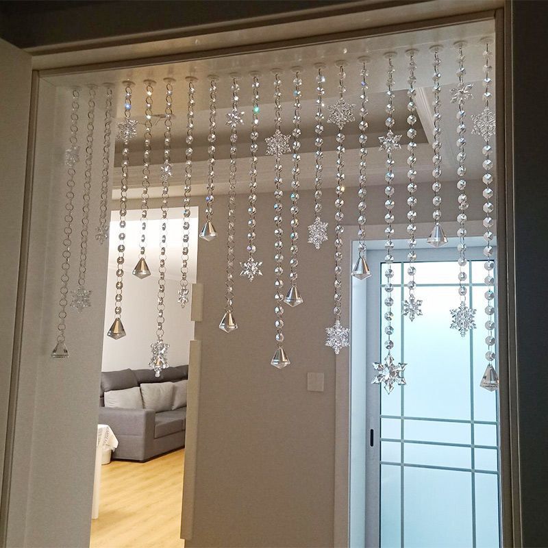 Crystal Octagonal Beads Snowflake Living Room Partition Decorative Bead Curtain Bedroom Door Curtain Shopping Mall Window Shoe Cabinet Entrance