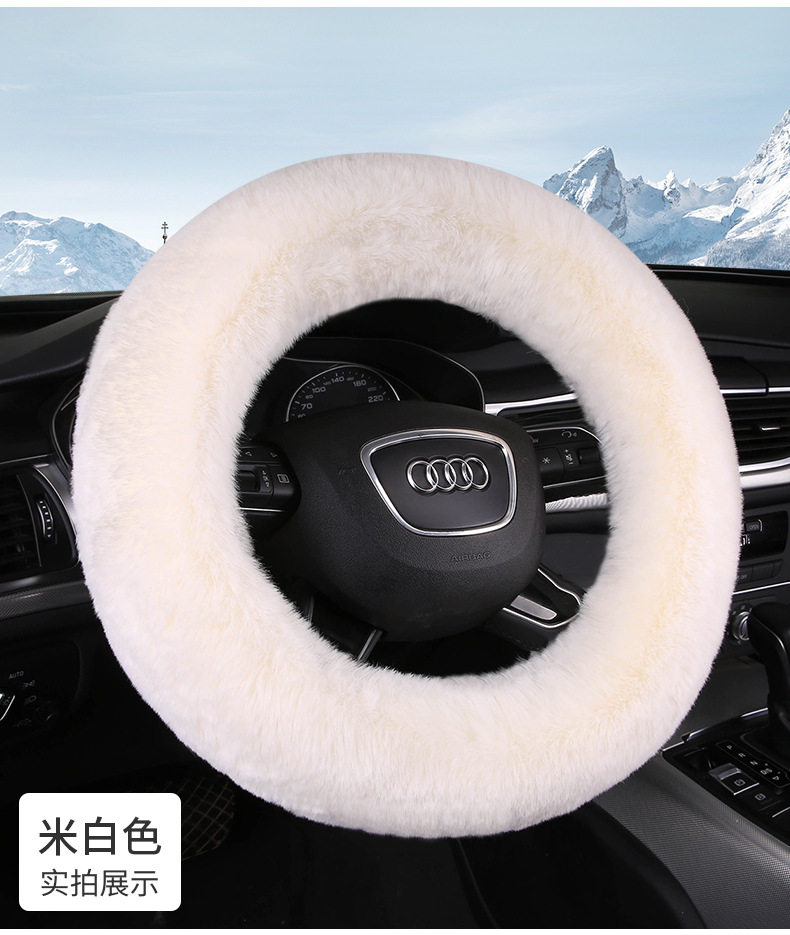 Manufacturer Wholesale 2024 New Rabbit Fur Car Steering Wheel Cover Winter Warm Universal Rubber Ring Handle Cover Anti-Slip Anti-Freeze