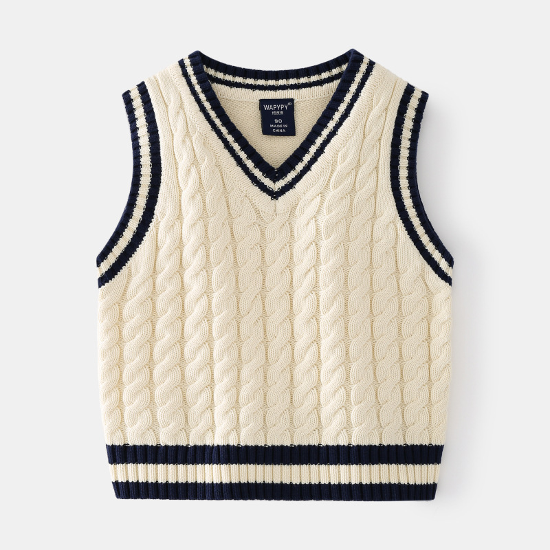 Boys' Knitted Vest Top baby Pullover bottoms 2022 new Korean children's sweater wholesale