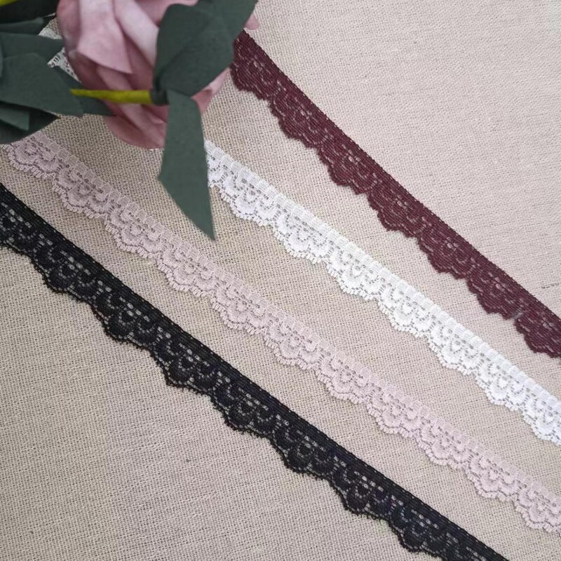 In Stock 1.5cm Small Lace Trim, Multi-Color, Elastic Lace, Single-Sided Wavy Small Crown, Garment Accessories, Ready for Delivery