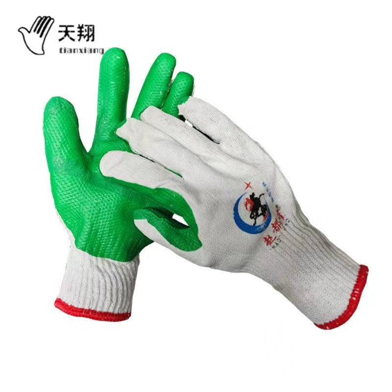 赵都星绿胶片挂胶防滑透气工地搬砖建筑防护橡胶手套劳保手套批发
