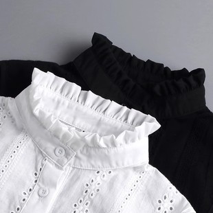 Autumn and Winter Fake Collar Women's Jacquard Ruffled Lapel Collar Inner Base Pleated Collar Spring Sweater Shirt Decorative Simple Collar