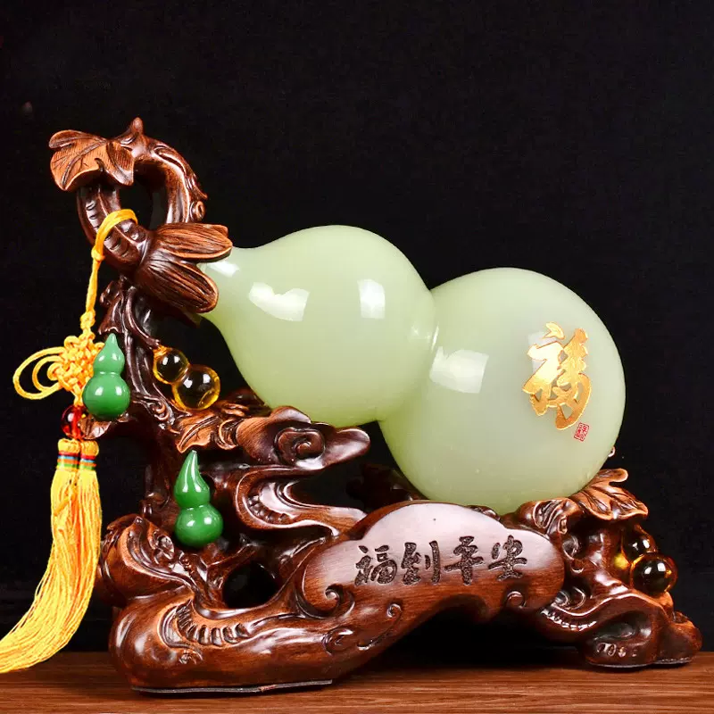 中式家居装饰品客厅琉璃福到平安树脂摆设办公室开业葫芦摆件批发