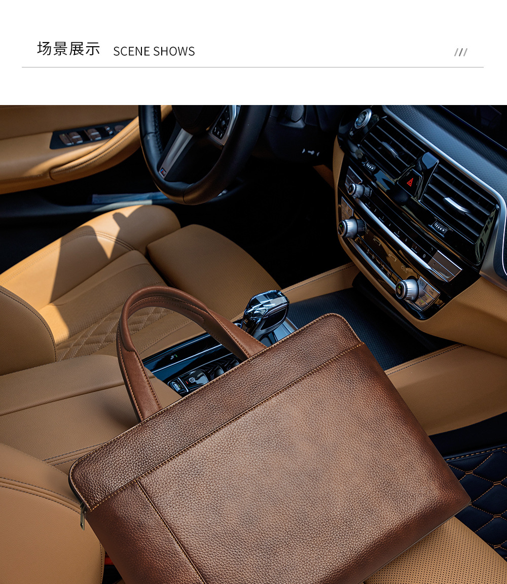 Túi xách nam da bò vintage tote bag đựng laptop công suất lớn chi tiết 10