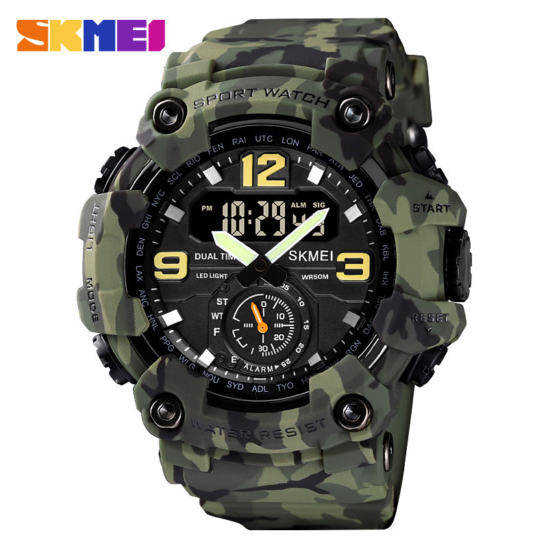 SKMEI reloj de deportes al aire libre para hombres geniales dial grande reloj electrónico impermeable multifuncional 1637