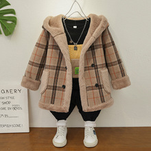 冬季新款韩版羊羔绒保暖童装男童外套加绒加厚毛呢儿童宝宝呢大衣