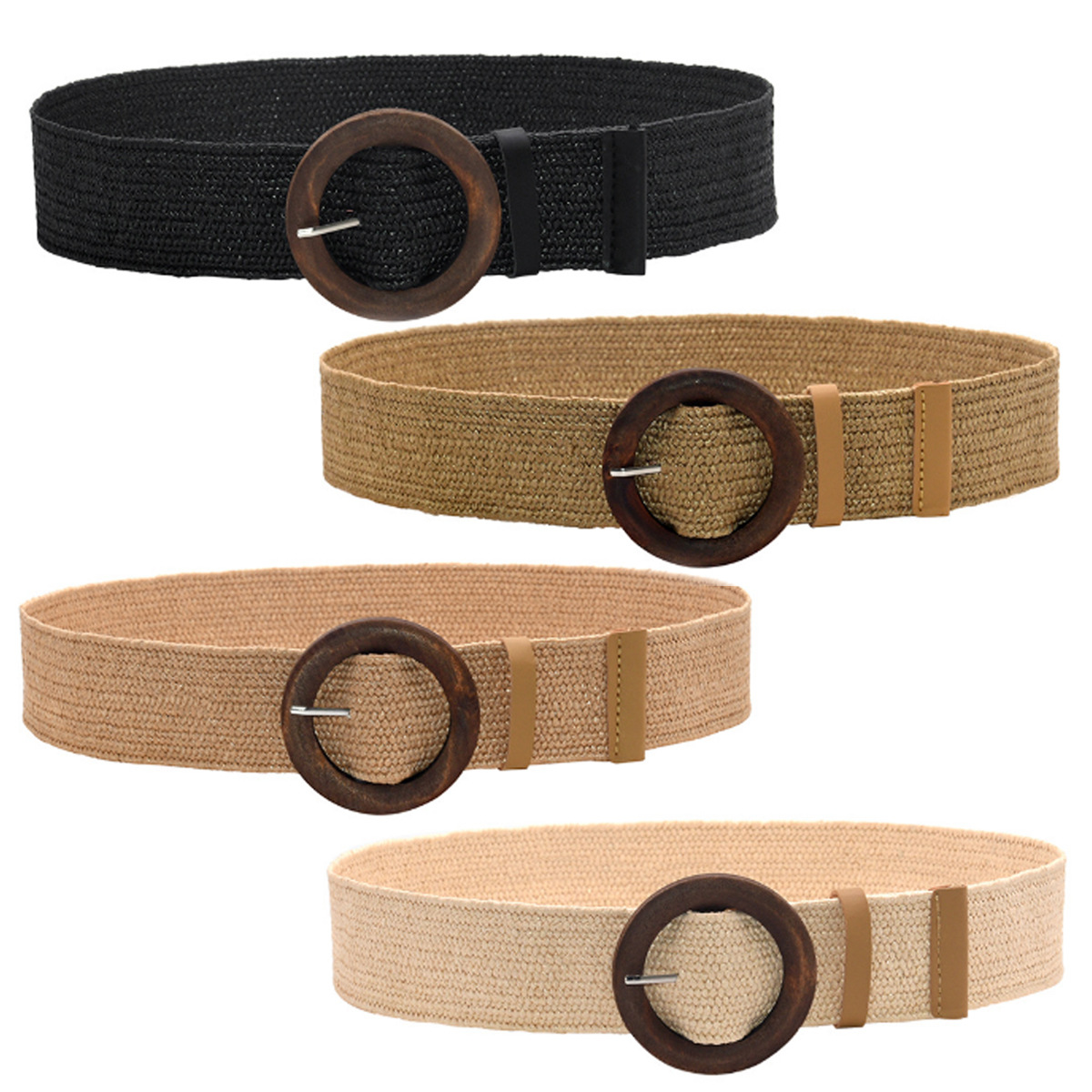 Straw woven retro belt