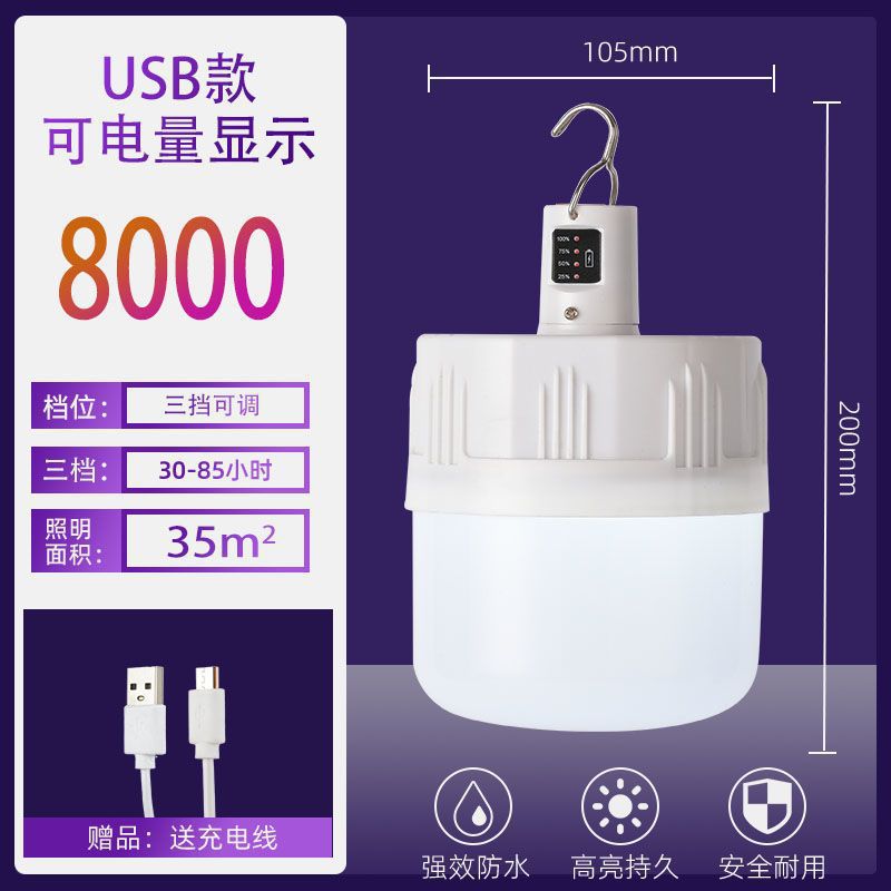 Lámpara de emergencia de apagón mercado nocturno puesto móvil recargable lámpara inalámbrica lámpara doméstica camping lámpara LED superbrillante fábrica de bombillas comercio exterior