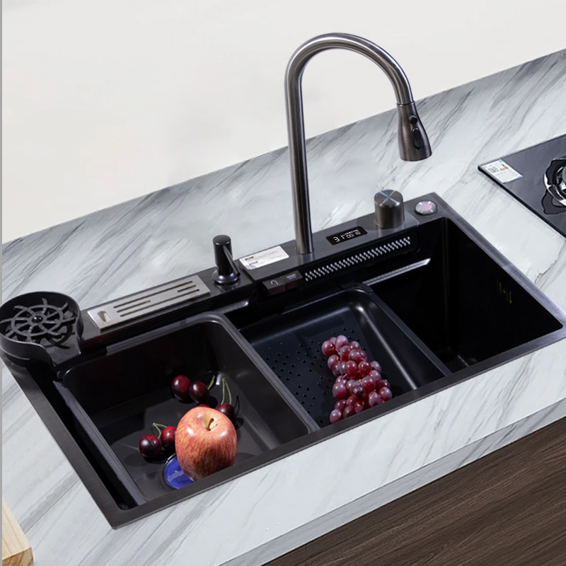 Comercio exterior suministro directo de acero inoxidable conjunto de lavabo de tiburón gran único tanque de panal relieve multifuncional lavavajillas de cocina