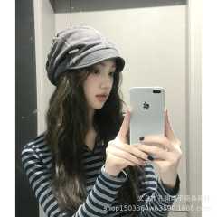 日系复古水洗棉冷帽女款秋冬季百搭显脸小渔夫帽户外休闲堆堆帽子