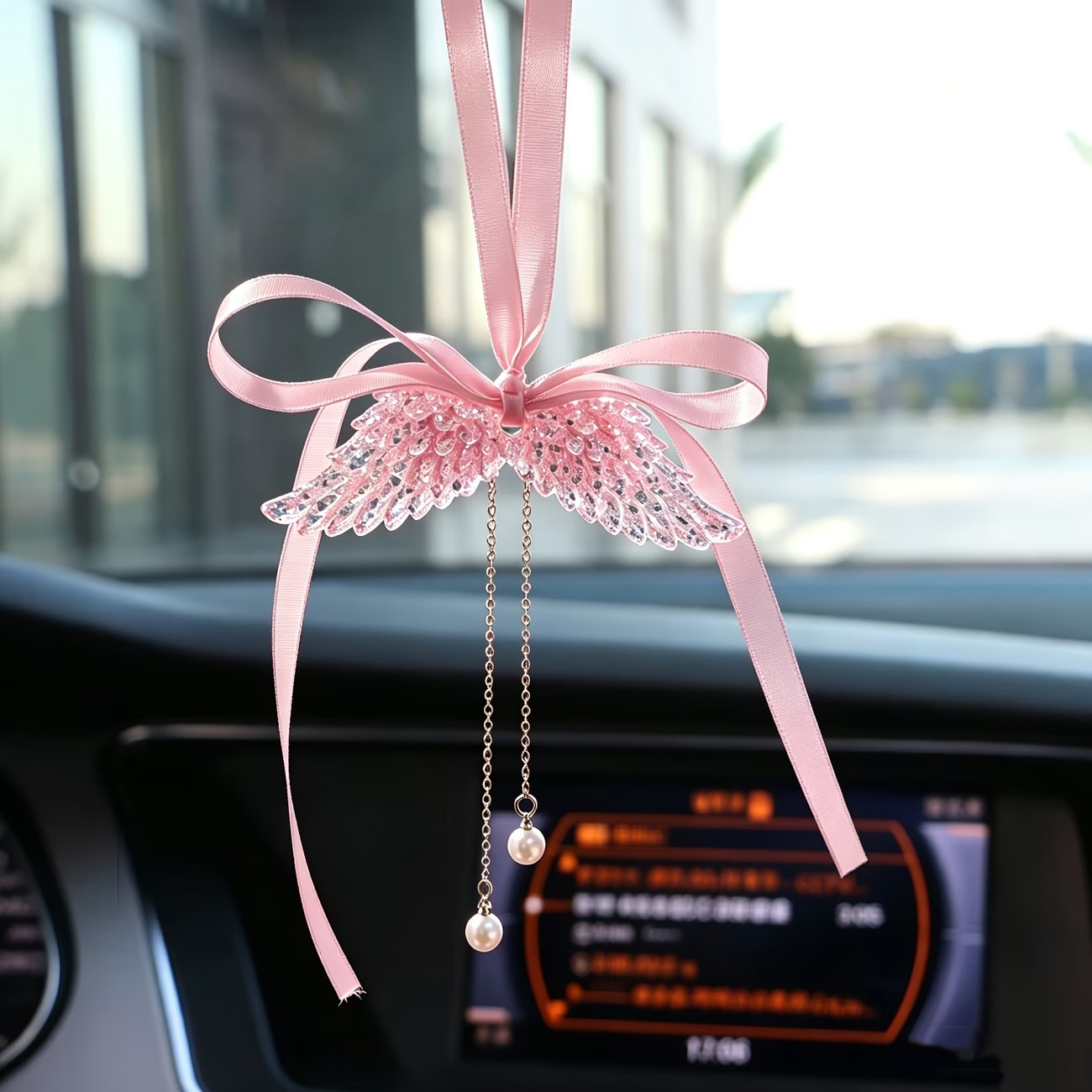 Ins Angel Wings Car Pendant Car Interior Decoration Pendant Rearview Mirror Hanging Ornament Female Car Decoration