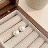 Silver needle from pearl, white brand retro advanced earrings, silver 925 sample, high-quality style, french style