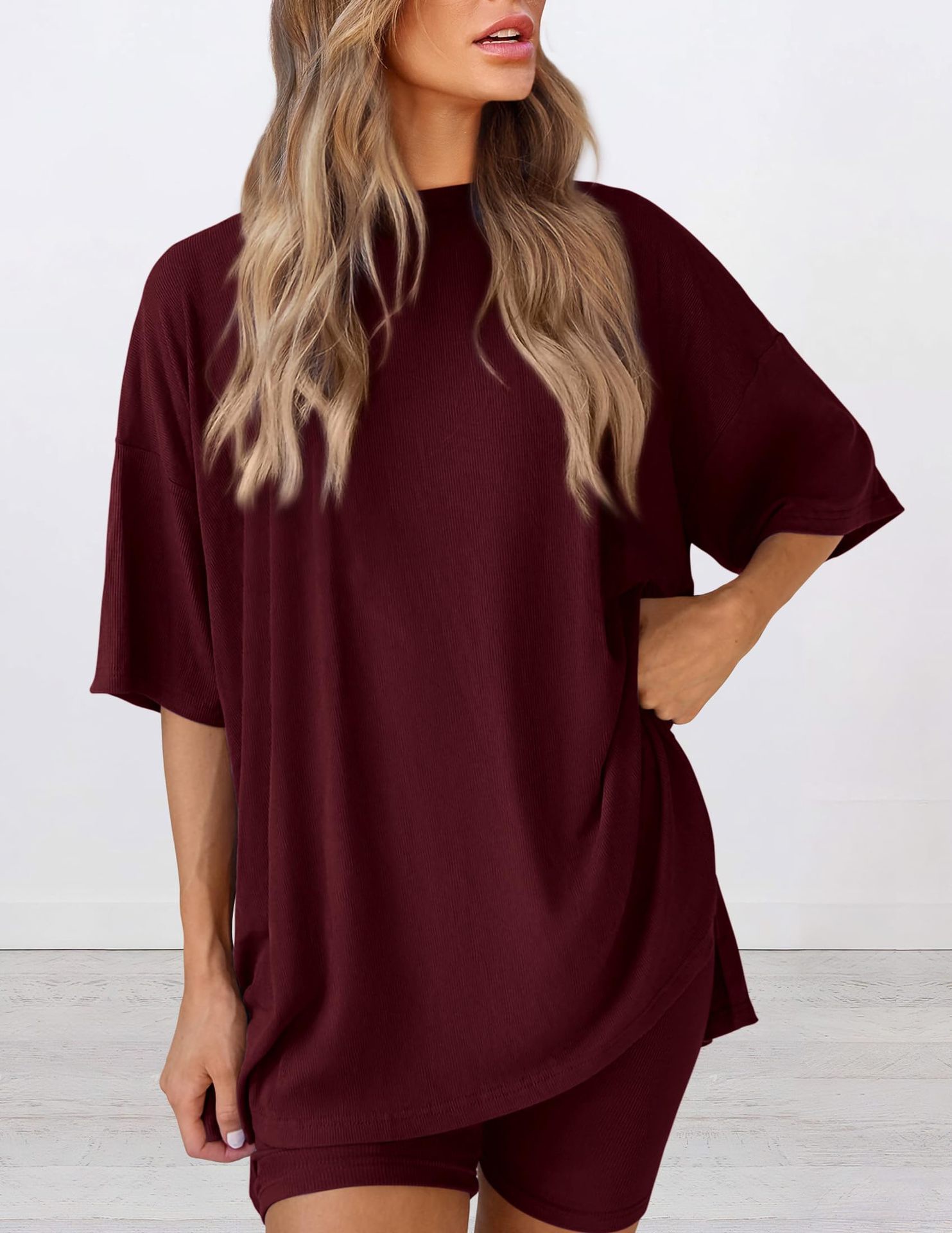2025 Spring Summer European And American Cross-Border New Loose Fashion Solid Color Casual Short Sleeve Shorts_ecoleips.com