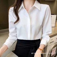 白色衬衫女2022春秋新款设计感小众长袖气质休闲宽松打底雪纺衬衣