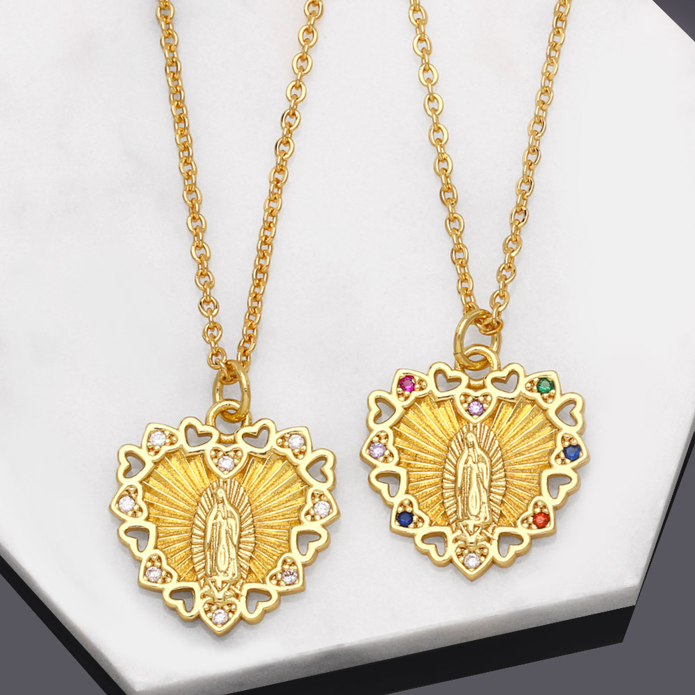 Fashion Heart Shape Copper Pendant Necklace Plating Zircon Copper Necklaces