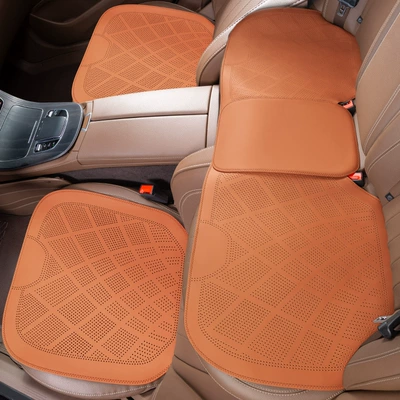 universal nappa leather ventilated and breathable – Four Seasons Pad - ultra-thin-and-breathablecomplete-car-three-piece-set-ideal-orange-clean-labelno-logo