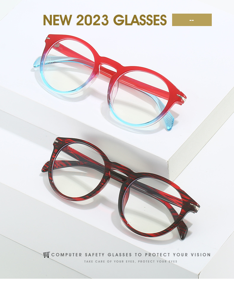 Basic Simple Style Color Block Pc Round Frame Full Frame Optical Glasses display picture 1