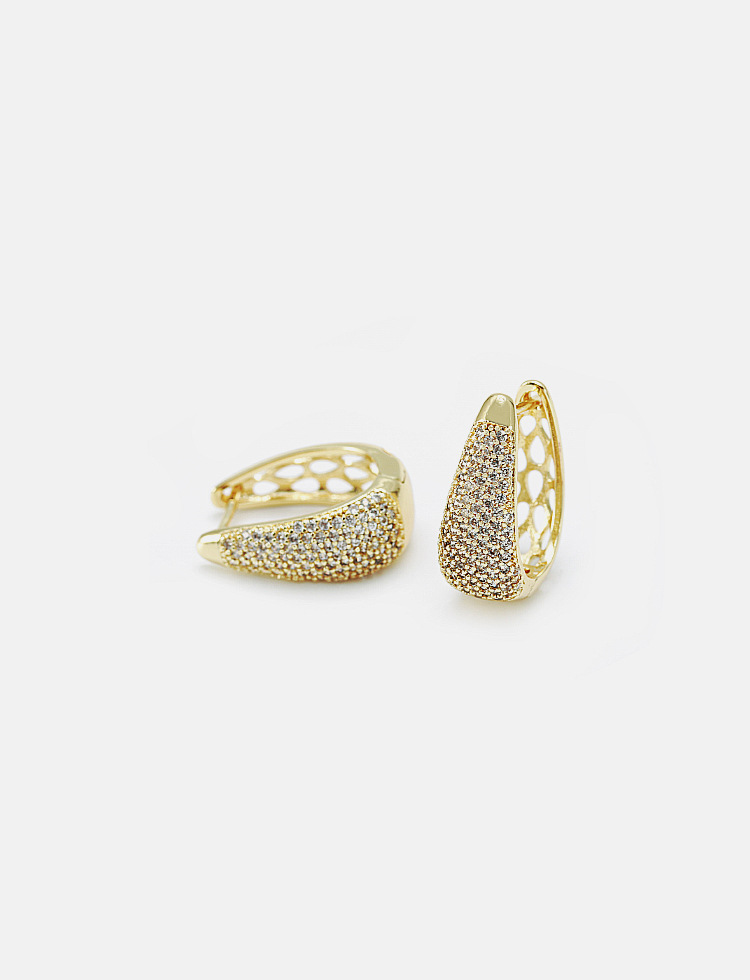 Earrings Classification Retro Inlaid Zirconium U-shaped Copper Earrings Wholesale Nihaojewelry