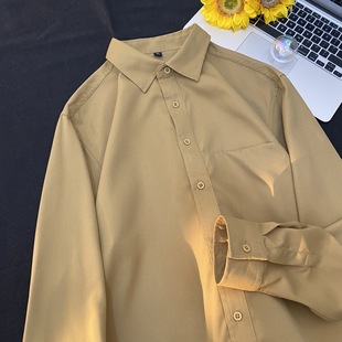 Free Shipping 2024 Trendy Spring and Autumn (Cross-Border Supply) Long-Sleeve Shirt Hong Kong Style Thin Jacket Workwear Lining