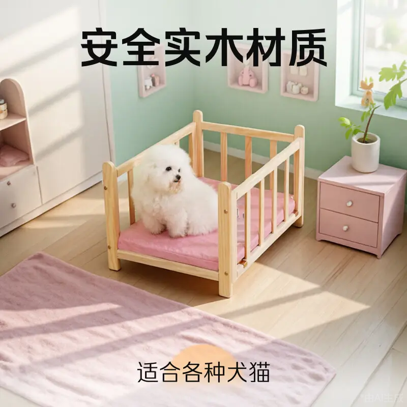 Pet Bed Dog Bed Solid Wood Kennel Wooden Large, Medium and Small Dog Dog Bed Warm Teddy Bichon Corgi Cat