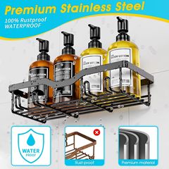 Amazon Iron Bathroom Shelf Self-Adhesive Bathroom Soap Holder Shower Gel Rack Bathroom Stand