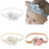 Children's hair accessory from pearl, elastic cute headband, European style, flowered