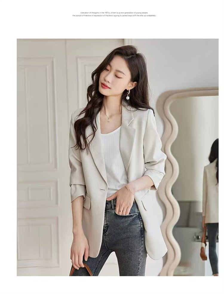 Women's Clothing 2024 Spring and Autumn Internet celebrity small suit jacket for women loose casual ladies small suit for petite_voghion.com